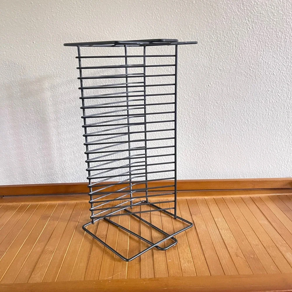 Vtg Y2k 20 CD Storage Stand Holder Display Metal Wire Rack Silver playstation